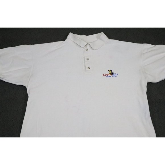 Vintage Ecological Shirt Adult 2XL XXL White Polo Golf Cost Rica Vacation Casual - Picture 2 of 11